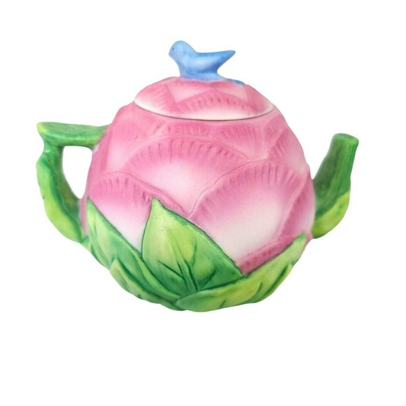 Vintage Set (3) Mini Teapot Set Seasons Flower Spring Sunflower Peony Tulip - Picture 3 of 14